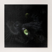 Schwarze Katze mit grünen Augen Puzzle (Horizontal)