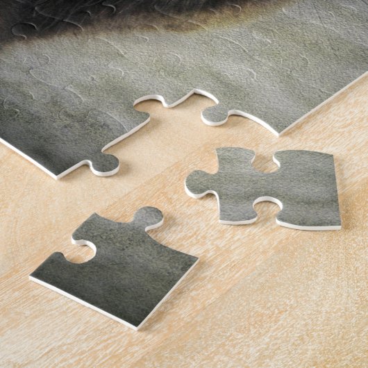 Schwarze Katze mit grünen Augen Puzzle (Seite)