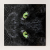 Schwarze Katze mit grünen Augen Puzzle (Horizontal)