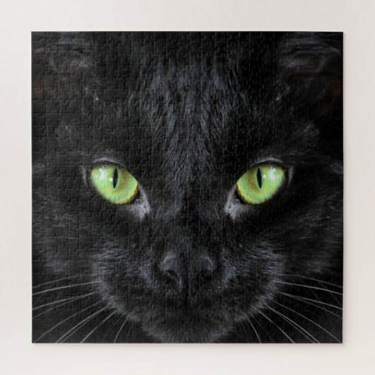 Schwarze Katze mit grünen Augen Puzzle (Vertikal)