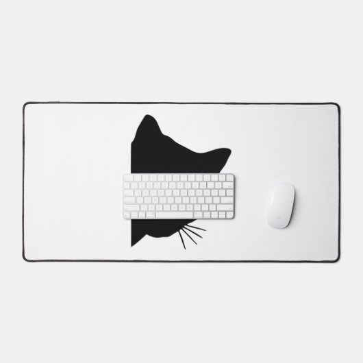 Schwarze Katze mit grünen Augen Schreibtischunterlage (Tastatur & Maus)