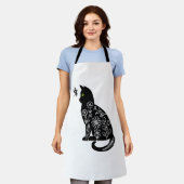 Schwarze Katze mit grünen Augen Schürze (Getragen)