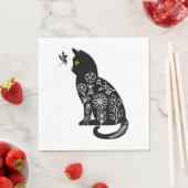 Schwarze Katze mit grünen Augen Serviette (Beispiel)