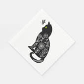 Schwarze Katze mit grünen Augen Serviette (Ecke)