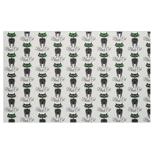 Schwarze Katze mit grünen Augen Stoff (Fat Quarter (45,7 x 55,9 cm))