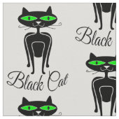 Schwarze Katze mit grünen Augen Stoff (Nahaufnahme)