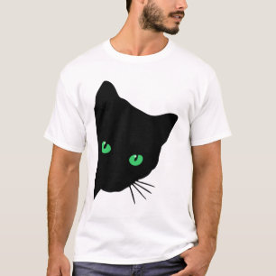 Schwarze Katze mit grünen Augen T-Shirt