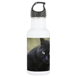 Schwarze Katze mit grünen Augen Trinkflasche