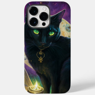 SCHWARZE KATZE MIT GRÜNEN AUGEN UND KANDLE Case-Mate iPhone 14 PRO MAX HÜLLE