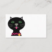 Schwarze Katze mit grünen Augen und rosa Kragen Visitenkarte (Rückseite)