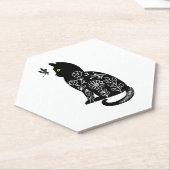 Schwarze Katze mit grünen Augen Untersetzer (angewinkelt)
