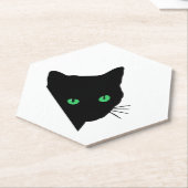 Schwarze Katze mit grünen Augen Untersetzer (angewinkelt)