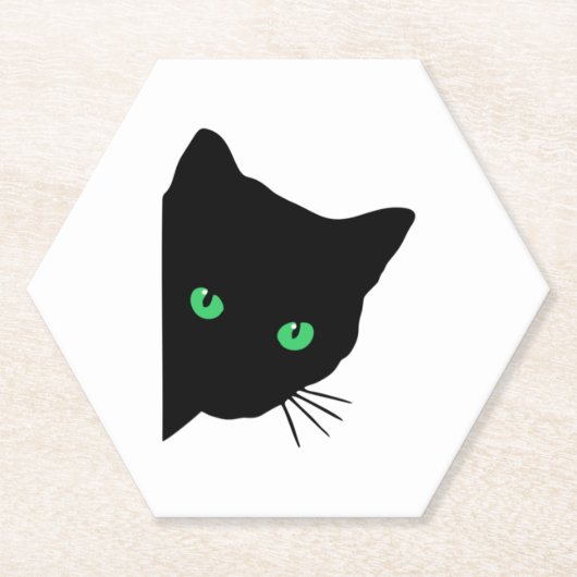Schwarze Katze mit grünen Augen Untersetzer (Vorderseite)