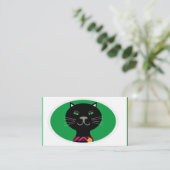 Schwarze Katze mit grünen Augen Visitenkarte (Stehend Vorderseite)