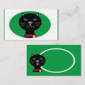 Schwarze Katze mit grünen Augen Visitenkarte (Vorne/Hinten)
