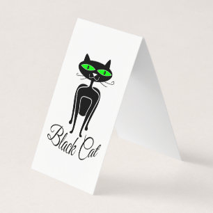 Schwarze Katze mit grünen Augen Visitenkarten