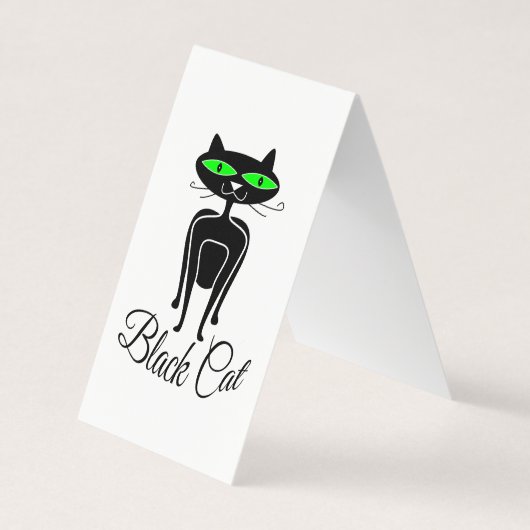 Schwarze Katze mit grünen Augen Visitenkarten (Vorderseite)