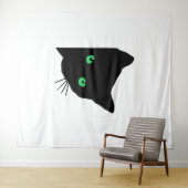 Schwarze Katze mit grünen Augen Wandteppich (Beispiel (Horizontal))