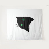 Schwarze Katze mit grünen Augen Wandteppich (Vorderseite (Horizontal))