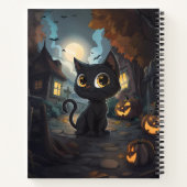 Schwarze Katze mit Halloween-Jack-o-Lanterns Notizblock (Rückseite)