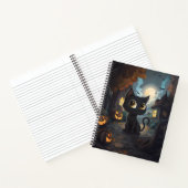 Schwarze Katze mit Halloween-Jack-o-Lanterns Notizblock (Innenseite)