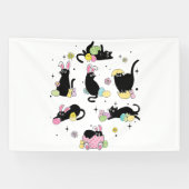 Schwarze Katze mit Haseneiern Banner (Horizontal)