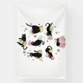 Schwarze Katze mit Haseneiern Banner (Vertikal)