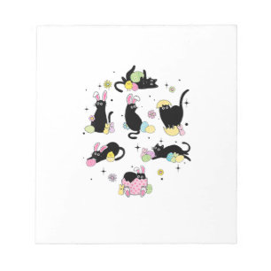 Schwarze Katze mit Haseneiern Frohen Ostertag pass Notizblock