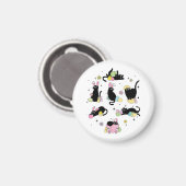 Schwarze Katze mit Haseneiern Magnet (Vorderseite/Rückseite)