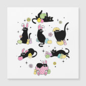 Schwarze Katze mit Haseneiern Magnetkarte (Vorderseite)