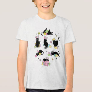 Schwarze Katze mit Haseneiern Tri-Blend Shirt