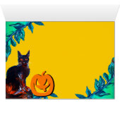 SCHWARZE KATZE MIT HEXENHUT, HALLOWEEN-PARTY (Innenansicht Horizontal (Unten))