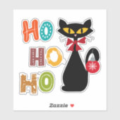 Schwarze Katze mit Ho Ho Ho Textdesign Aufkleber (Blatt)