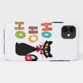 Schwarze Katze mit Ho Ho Ho Textdesign Case-Mate iPhone Hülle (Rückseite (Horizontal))