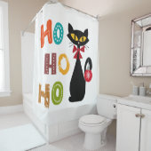 Schwarze Katze mit Ho Ho Ho Textdesign Duschvorhang (Beispiel)