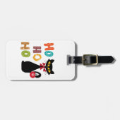Schwarze Katze mit Ho Ho Ho Textdesign Gepäckanhänger (Vorderseite horizontal)