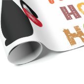 Schwarze Katze mit Ho Ho Ho Textdesign Geschenkpapier (Rolleneckpunkt)