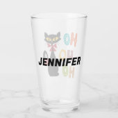 Schwarze Katze mit Ho Ho Ho Textdesign Glas (Rückseite)