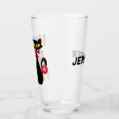 Schwarze Katze mit Ho Ho Ho Textdesign Glas (Links)