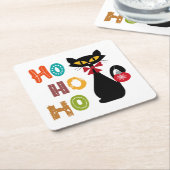 Schwarze Katze mit Ho Ho Ho Textdesign Rechteckiger Pappuntersetzer (angewinkelt)
