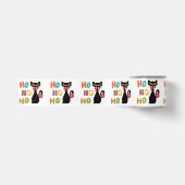 Schwarze Katze mit Ho Ho Ho Textdesign Satinband (Vorderseite)
