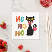 Schwarze Katze mit Ho Ho Ho Textdesign Serviette (Beispiel)