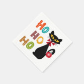 Schwarze Katze mit Ho Ho Ho Textdesign Serviette (Ecke)