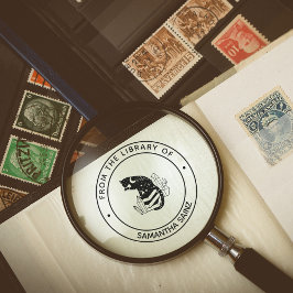 Schwarze Katze mit Kristallen aus der Bibliothek d Gummistempel