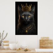 Schwarze Katze mit Krone - Poster Wall Art (Küche)
