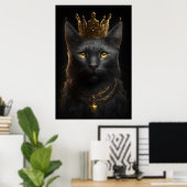 Schwarze Katze mit Krone - Poster Wall Art (Heimbüro)