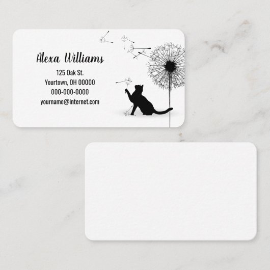 Schwarze Katze mit Kronenfutter Visitenkarte (Vorne/Hinten)