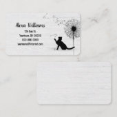 Schwarze Katze mit Kronleuchter auf Holz Visitenkarte (Vorne/Hinten)