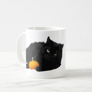 Schwarze Katze mit KürbisHalloween-Design Kaffeetasse