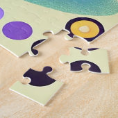 Schwarze Katze mit leuchtend farbigem Hintergrund Puzzle (Seite)